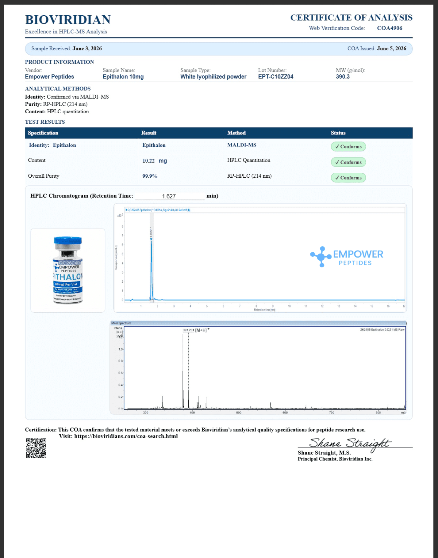Epithalon (Epitalon or Epithalamin) - Cognitive and Longevity Peptide 3 epithalon coa