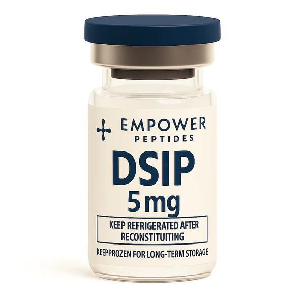 DSIP 5mg (Delta Sleep-Inducing Peptide) 1 DSIP research peptide vial studied for its role in neuropeptide signaling and sleep-related pathway research