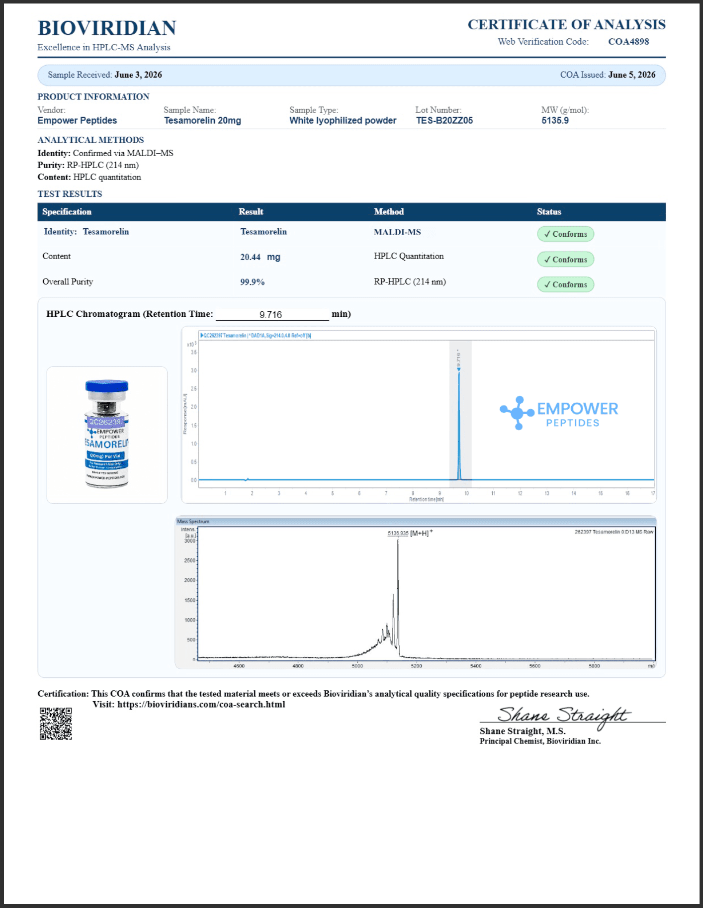Tesamorelin - Growth and Performance Peptide 3 Tesamorelin 20mg