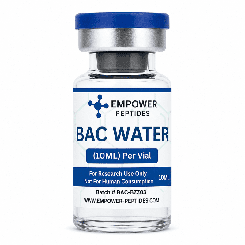 Bacteriostatic Water (BAC) 10mL 1 Bacteriostatic water research supply vial used as a laboratory diluent and solvent for in vitro research applications