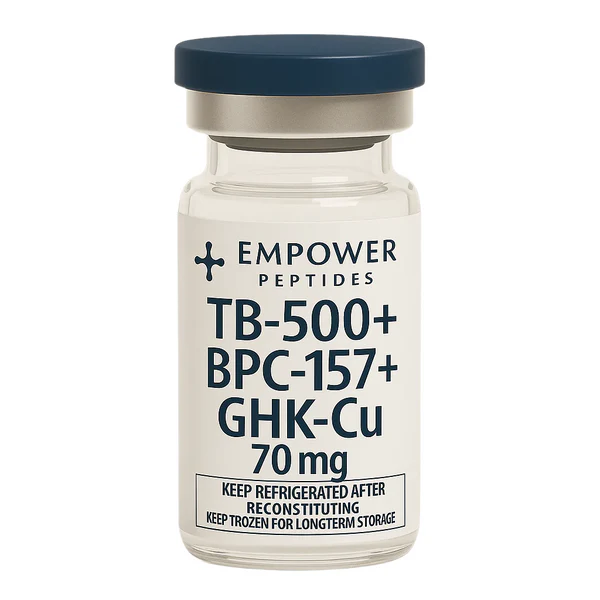 GLOW Blend research peptide blend vial studied for combined peptide signaling and cellular interaction pathway research