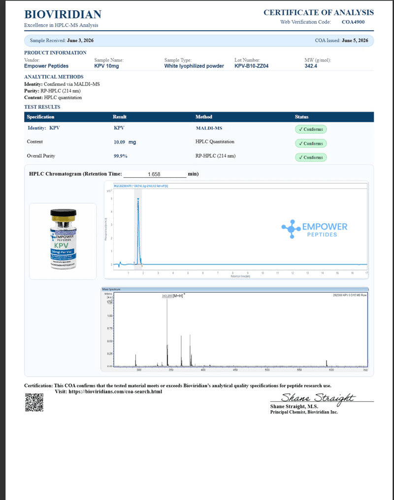 KPV - Recovery and Repair Peptide 2 KPV - Recovery and Repair Peptide - Image 2