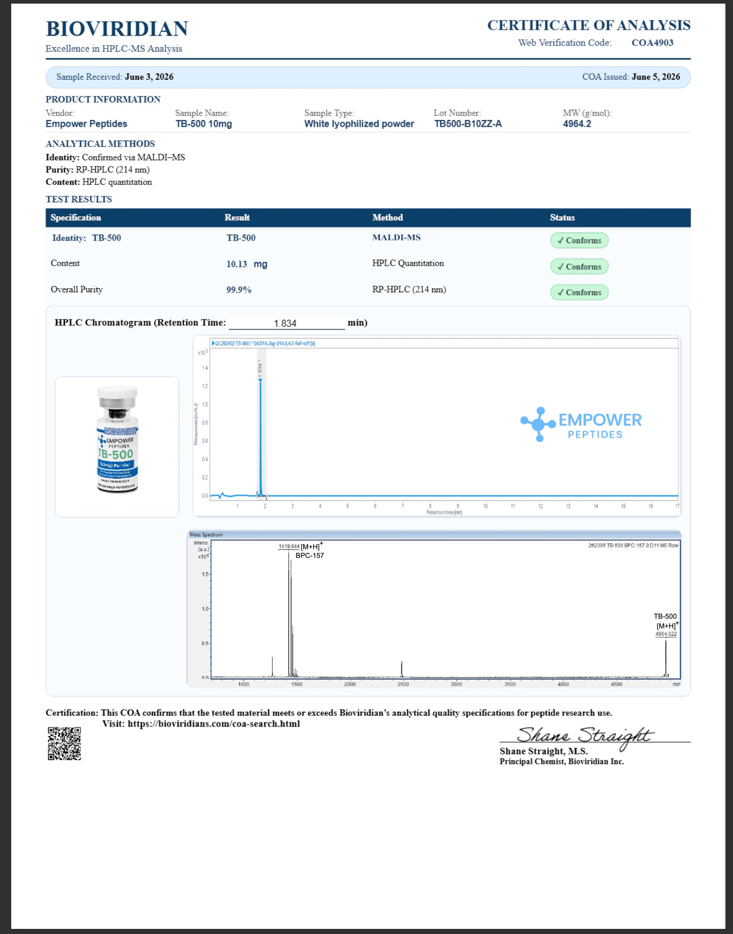 TB-500 (Thymosin Beta-4) - Recovery and Repair Peptide 2 TB500 coa