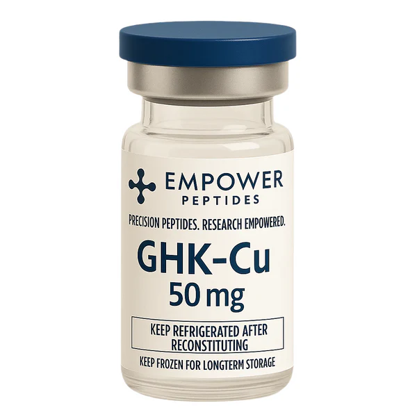 GHK-Cu 1 GHK-Cu research peptide vial studied for its role in copper peptide signaling and cellular interaction pathway research