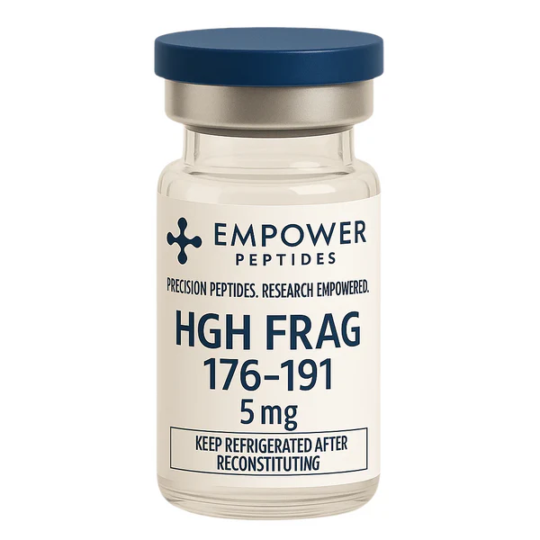 HGH Frag 176–191 1 HGH Fragment 176–191 research peptide vial studied for its role in growth hormone–derived peptide signaling pathway research